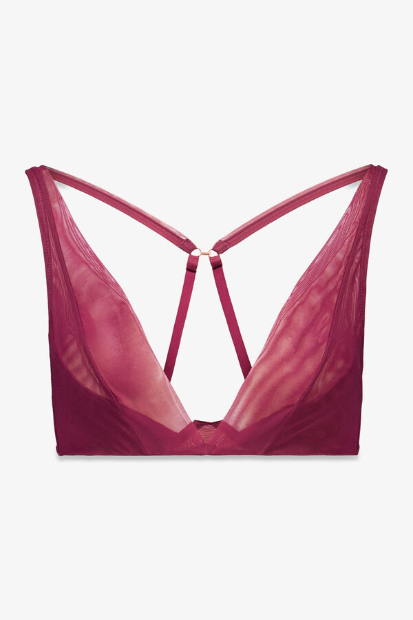Women'secret Brasier cuello halter de tul color vino con cierre especial  p&uacute;rpura