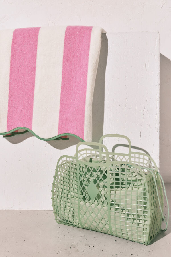 Women'secret Bolsa mediana jelly efecto de red verde verde