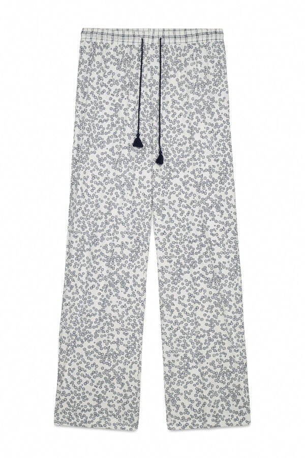 Women'secret Pantal&oacute;n largo de algod&oacute;n estampado floral estampado