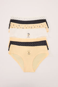 Womensecret Pack de 7 panties anchas de algodón con estampado de Snoopy estampado