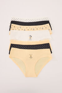 Womensecret Pack de 7 panties anchas de algodón con estampado de Snoopy estampado
