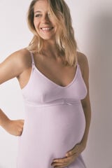 Women'secret Camis&oacute;n midi maternity acanalado extra suave lila morado/lila