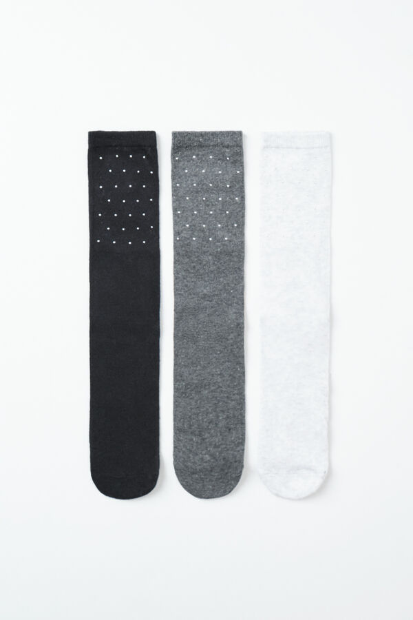 Women'secret Pack 3 calcetines largos con tachas gris