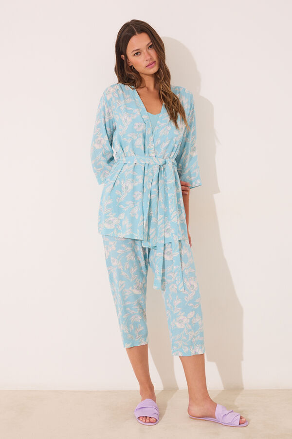 Womensecret Conjunto de playera, pantalón y bata estampado