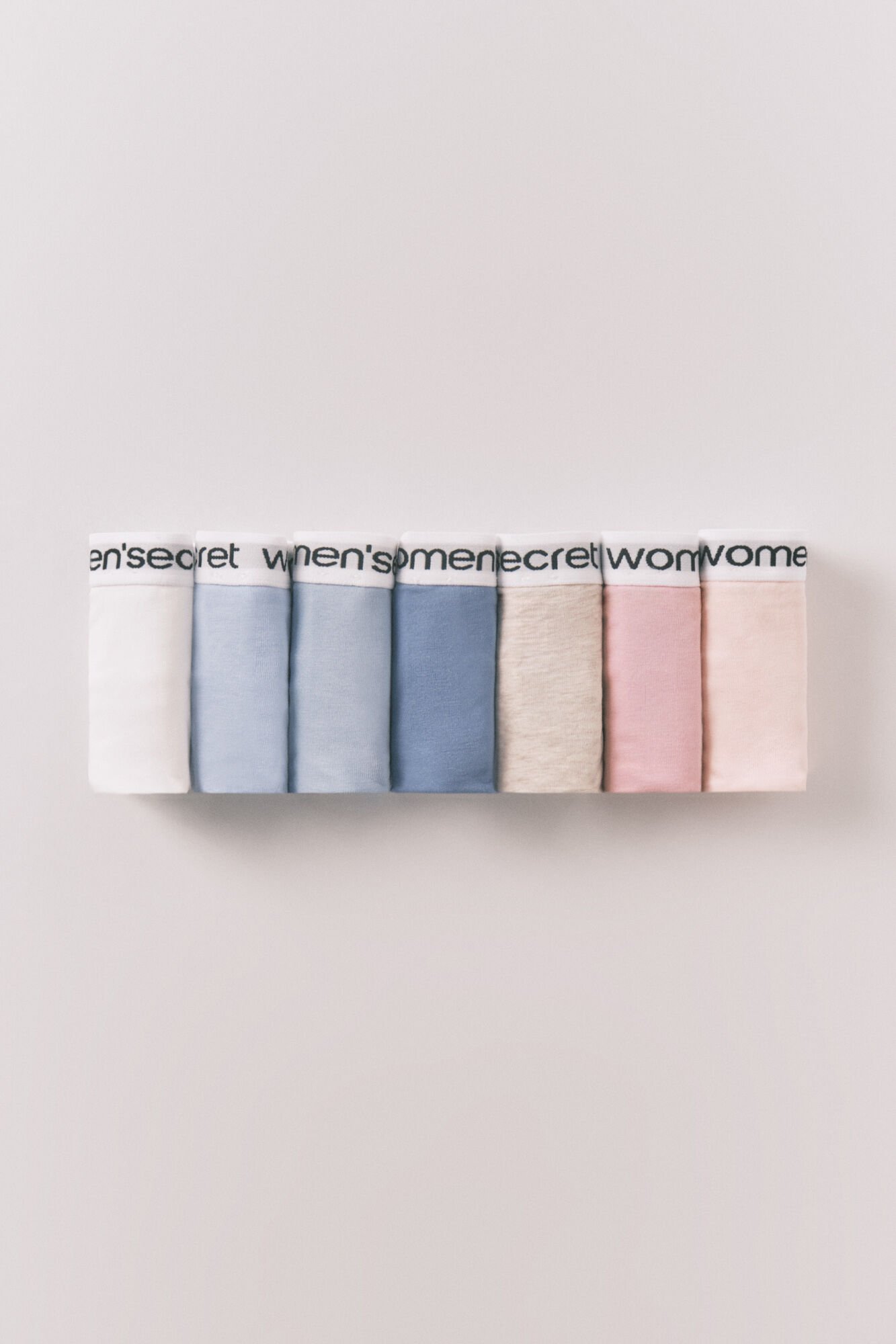 Women'secret Pack 7 panties cl&aacute;sicas de algod&oacute;n con logo