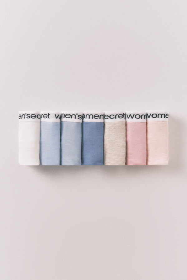 Women'secret Pack 7 panties cl&aacute;sicas de algod&oacute;n con logo blanco