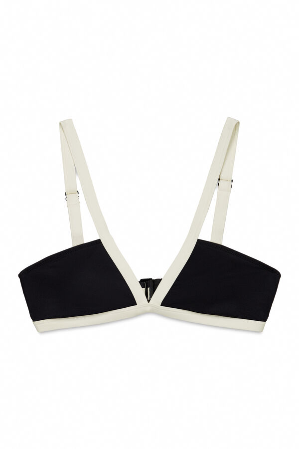 Women'secret Top bikini triangular semi brillante negro negro