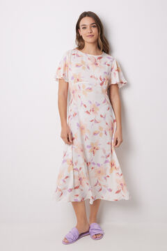 Womensecret Vestido midi viscosa allover flores blanco