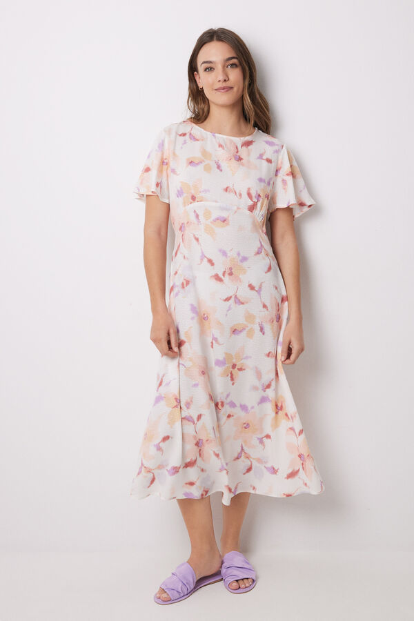 Womensecret Vestido midi viscosa allover flores blanco