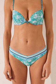 Womensecret Panty bikini clásico print flores azul estampado