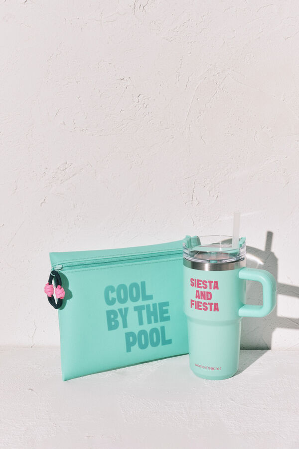 Women'secret Bolsa de traje de ba&ntilde;o impermeable azul verde