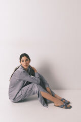 Women'secret Pijama camisera larga satén jacquard gris gris