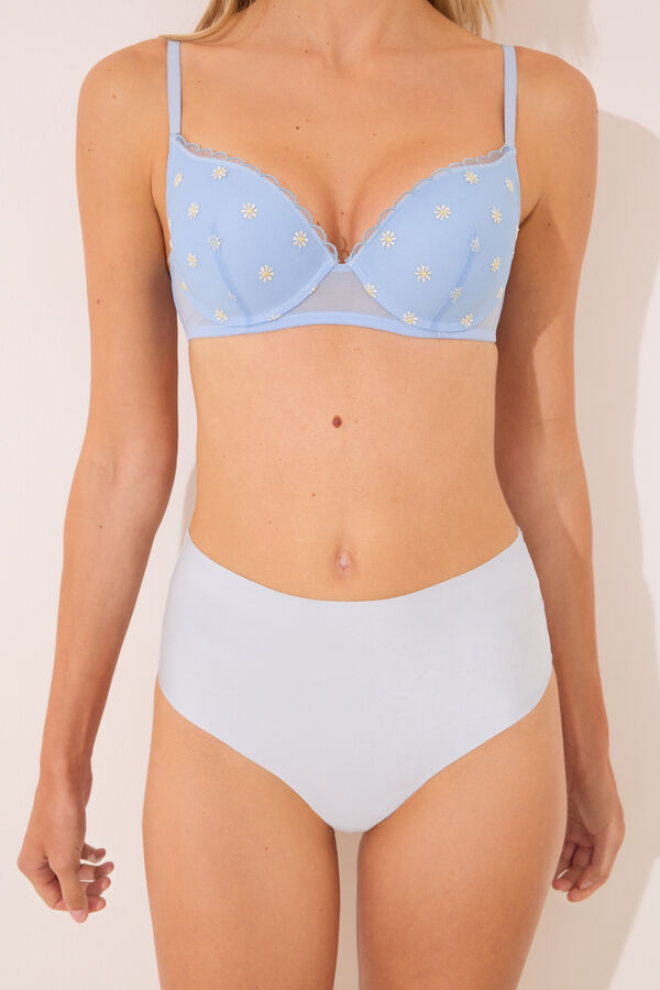 Womensecret Panty alta de microfibra azul azul
