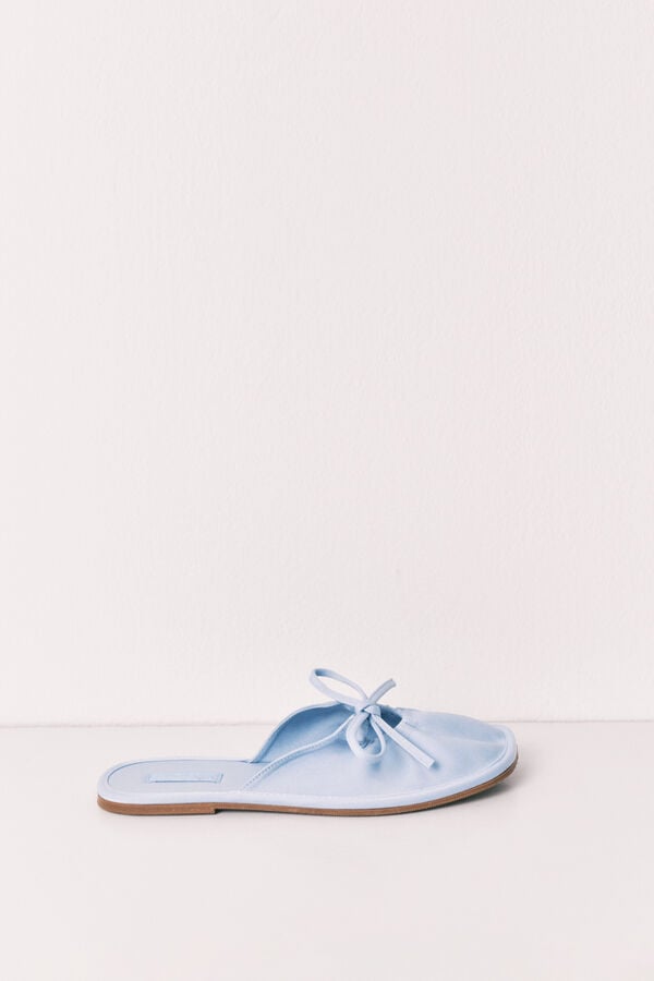 Women'secret Pantunflas de sat&eacute;n azul marino azul