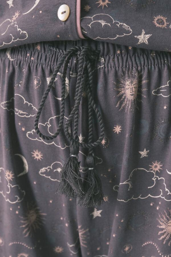 Women'secret Pijama camisera con estampado astral gris 100 % algodón gris