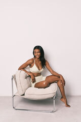 Women'secret Top triangular acanalado sin costuras verde verde