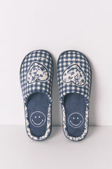 Women'secret Pantuflas para casa azules sonrientes azul
