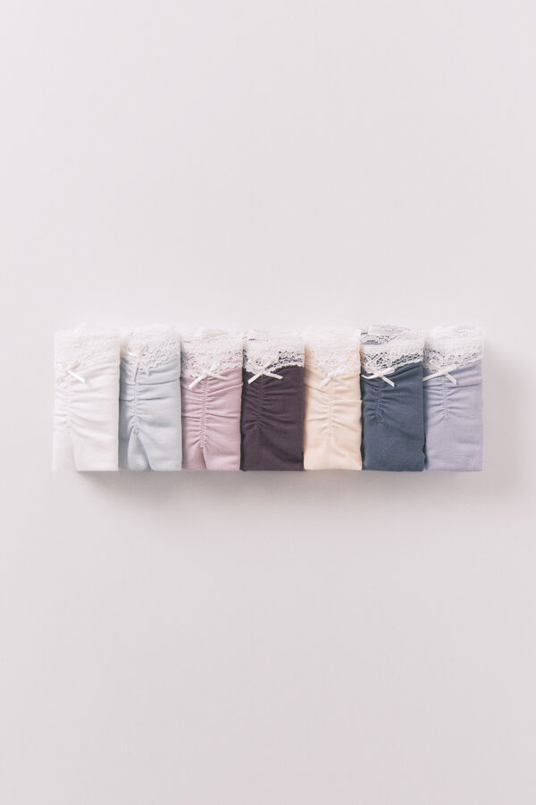 Women'secret Pack de 7 panties clásica de encaje y lazo o lazo blanco