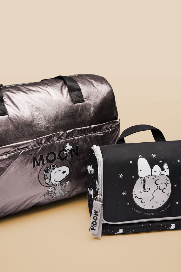 Womensecret Bolsa bowling metalizado Snoopy gris