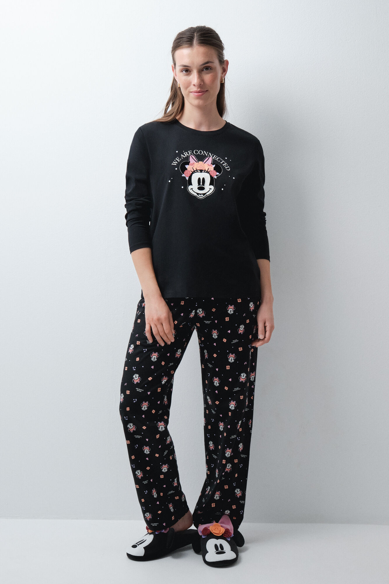 Women'secret Pijama larga de algod&oacute;n Minnie Halloween