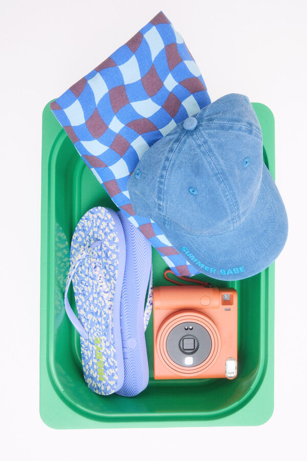 Womensecret Chanclas con estampado de logo azul estampado