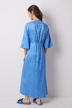 Womensecret Vestido caftán satén jacquard azul estampado
