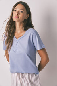 Women'secret Playera de manga corta de algodón cepillado color lila