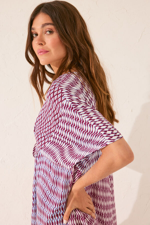 Womensecret Túnica de crepé de viscosa con estampado multicolor estampado