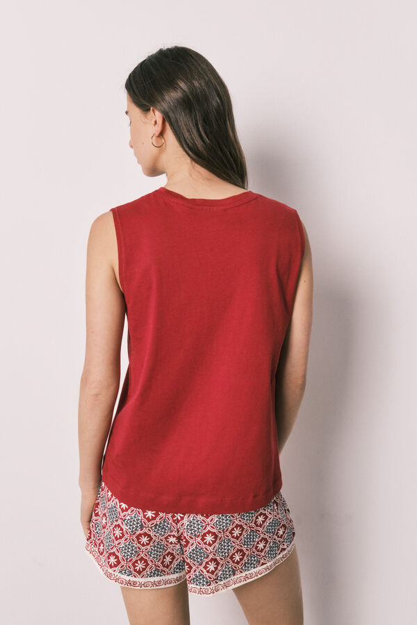 Women'secret Pijama corta sin mangas de algod&oacute;n Snoopy rojo