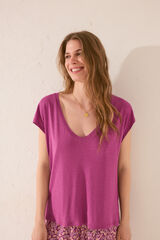 Womensecret Playera de manga corta de viscosa morada/lila morado/lila