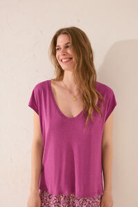 Womensecret Playera de manga corta de viscosa morada/lila morado/lila