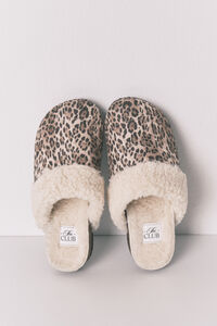 Women'secret Pantuflas para casa estilo borrego con estampado animal