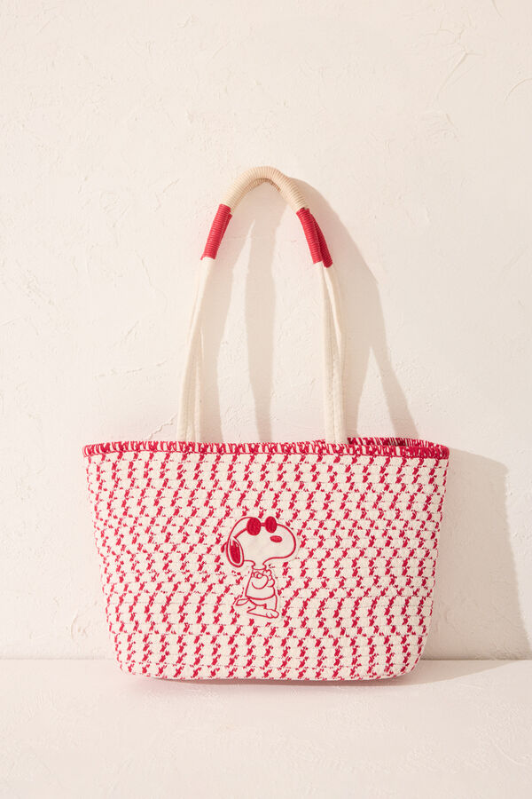 Womensecret Bolsa shopper mediano de Snoopy blanco