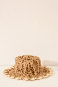 Womensecret Sombrero de playa ondulado de rafia café