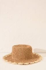 Womensecret Sombrero de playa ondulado de rafia café