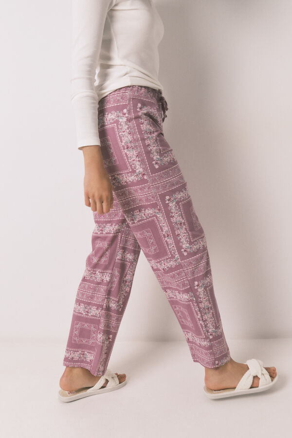 Womensecret Pijama larga con estampado de flores  marfil