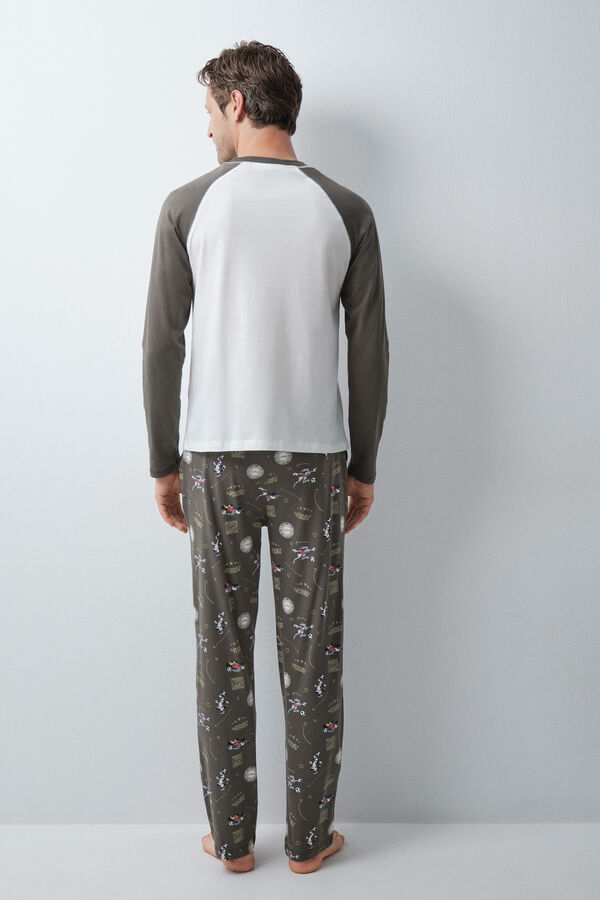Women'secret Pijama larga de algod&oacute;n Looney Tunes kaki