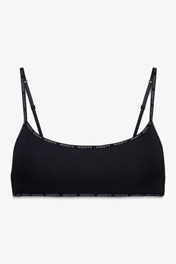 HI&BYE Brasier de algodón negro con copas extraíbles negro