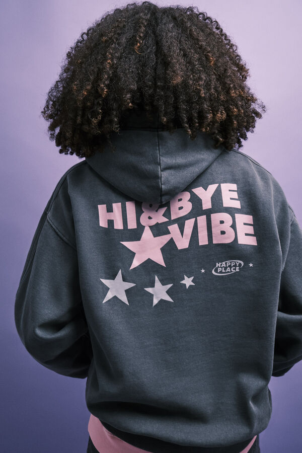HI&BYE Sudadera de felpa con capucha gris gris