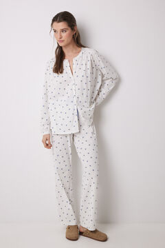 Womensecret Pijama larga 100% algodón blanca flores estampado
