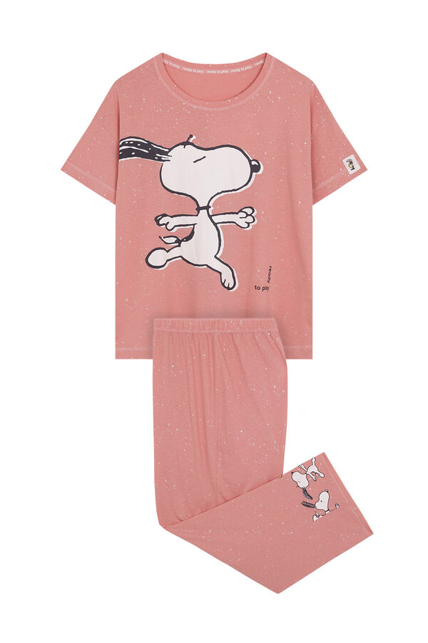 Womensecret Pijama capri 100% algodón rosa Snoopy rosa