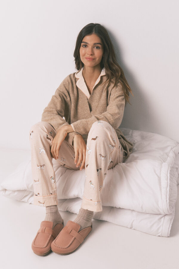 Women'secret Zapatos bio de ante rosa naranja