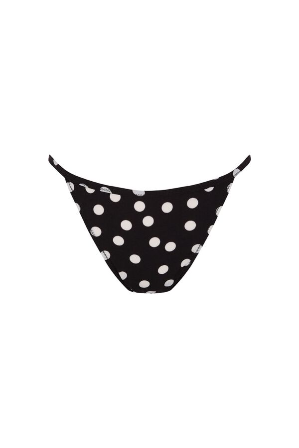 Women'secret Tanga de puntos negro y encaje negro