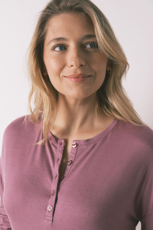 Women'secret Pijama larga maternity extra suave rosa rosa