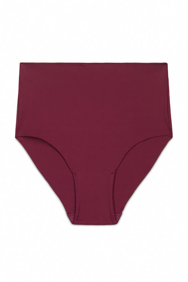 Women'secret Panty alta cl&aacute;sica de microfibra color burdeos p&uacute;rpura