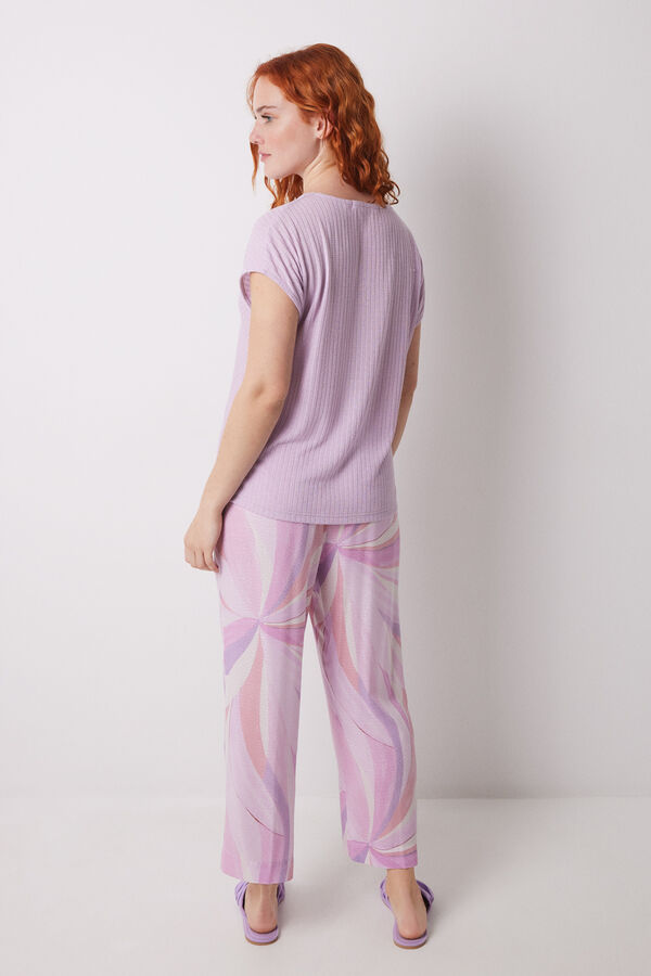 Womensecret Pijama capri estampado geométrico lila  morado/lila