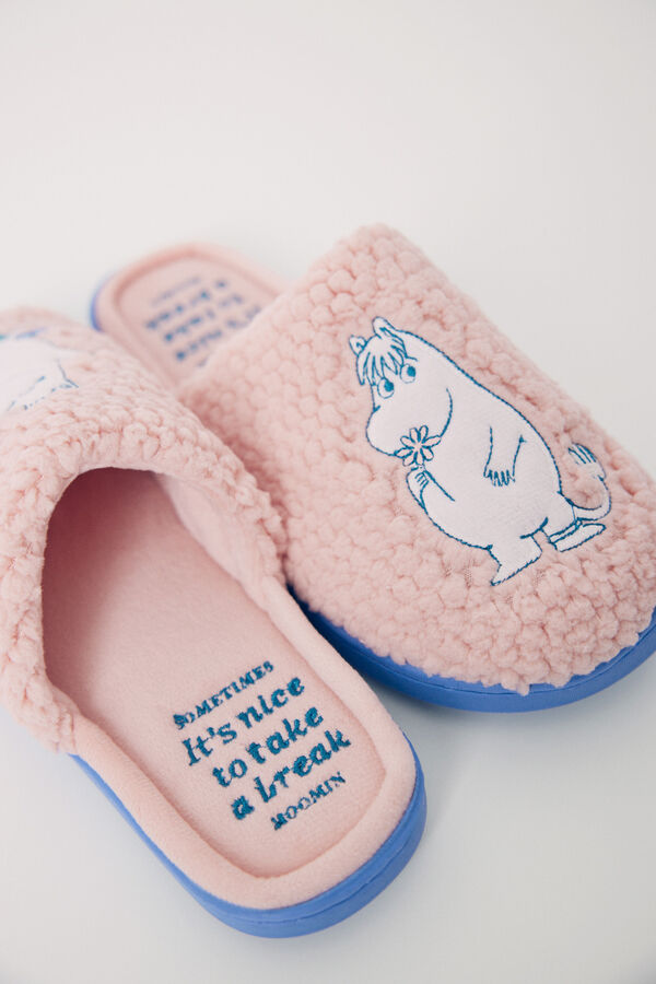 Womensecret Pantufla casa textura rosa Moomin rosa