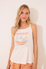 Womensecret Pijama corta con tirantes de Snoopy marfil