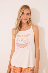 Womensecret Pijama corta con tirantes de Snoopy marfil