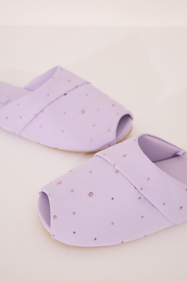 Womensecret Pantuflas para casa de pedrería de color rosa lila morado/lila